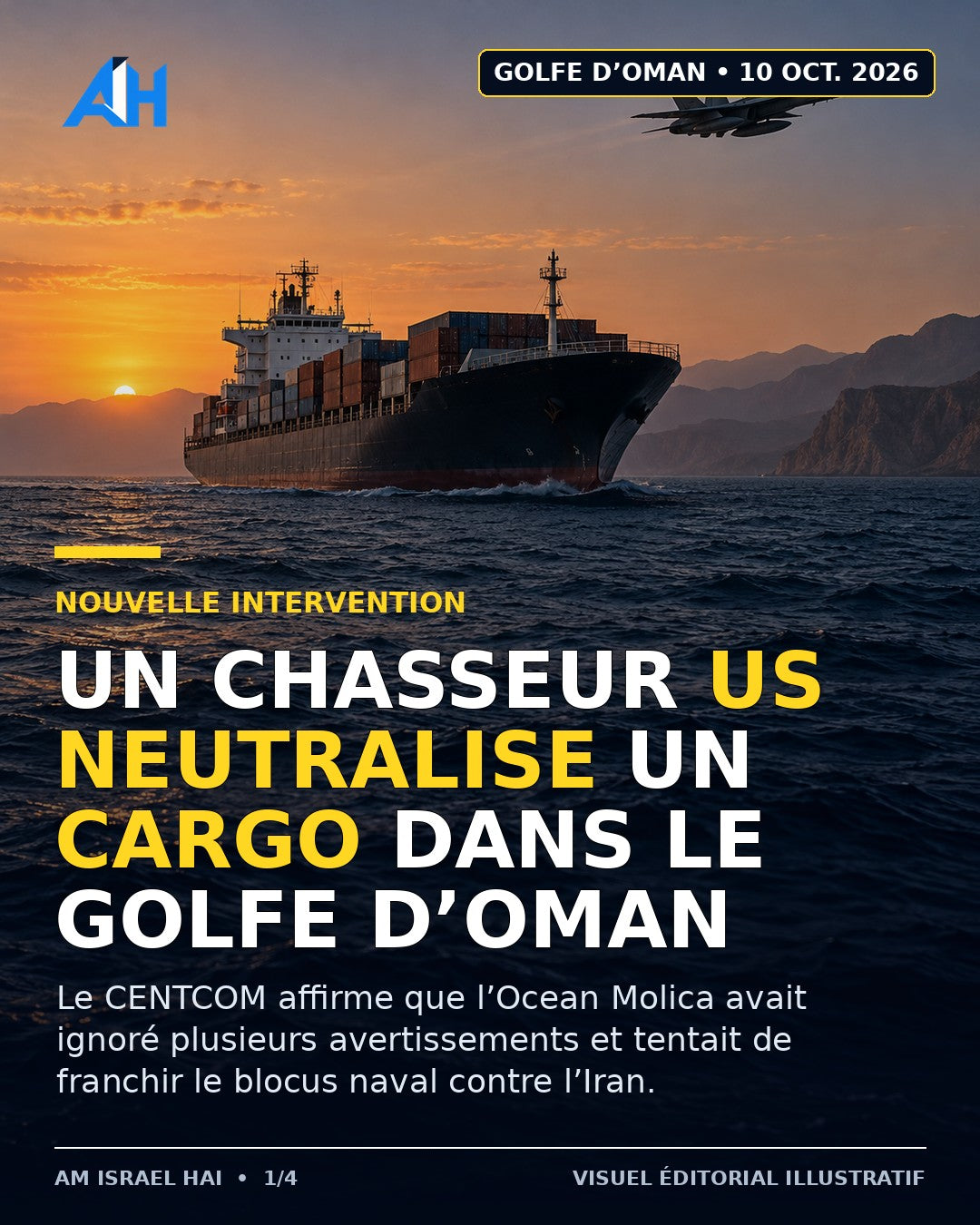 Golfe d’Oman : le CENTCOM dit avoir neutralisé un cargo qui tentait de forcer le blocus