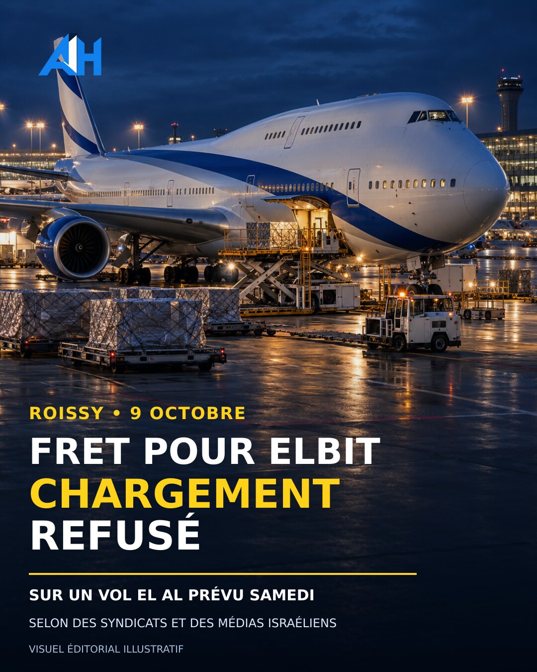 Roissy : des agents refusent de charger un fret présenté comme destiné à Elbit sur un vol El Al