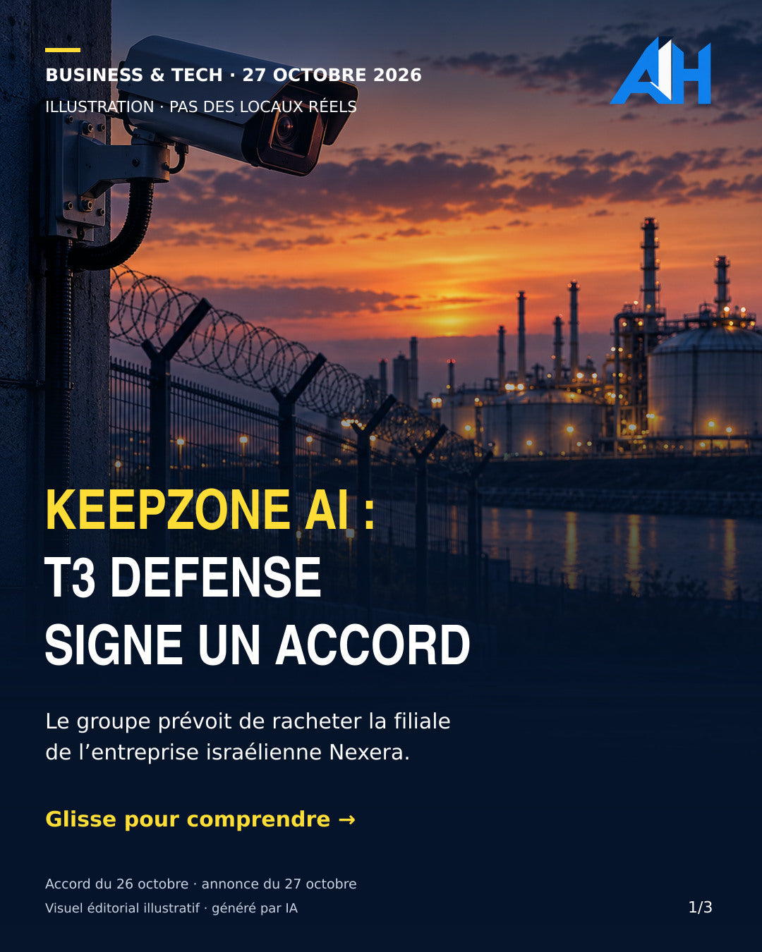 Visuel éditorial illustratif — T3 Defense signe un accord KeepZone AI