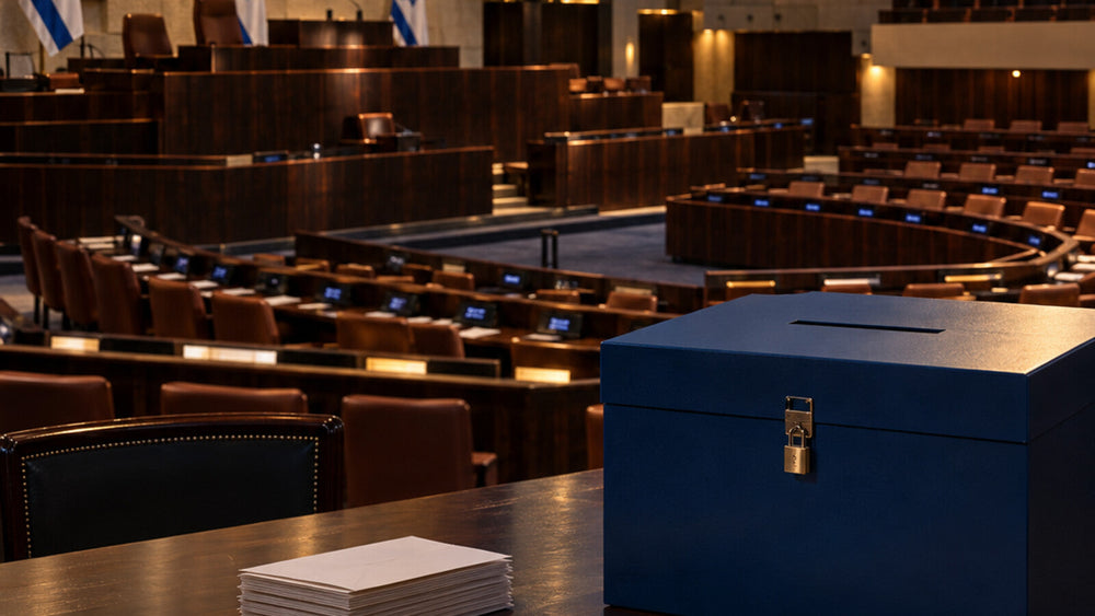 Urne électorale devant la Knesset, illustration éditoriale