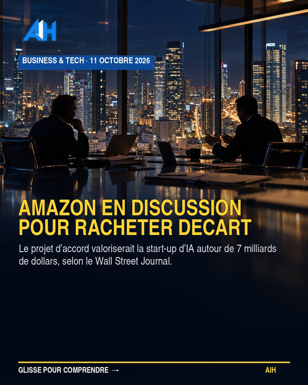 Amazon en discussions pour racheter Decart autour de 7 milliards de dollars — visuel éditorial illustratif