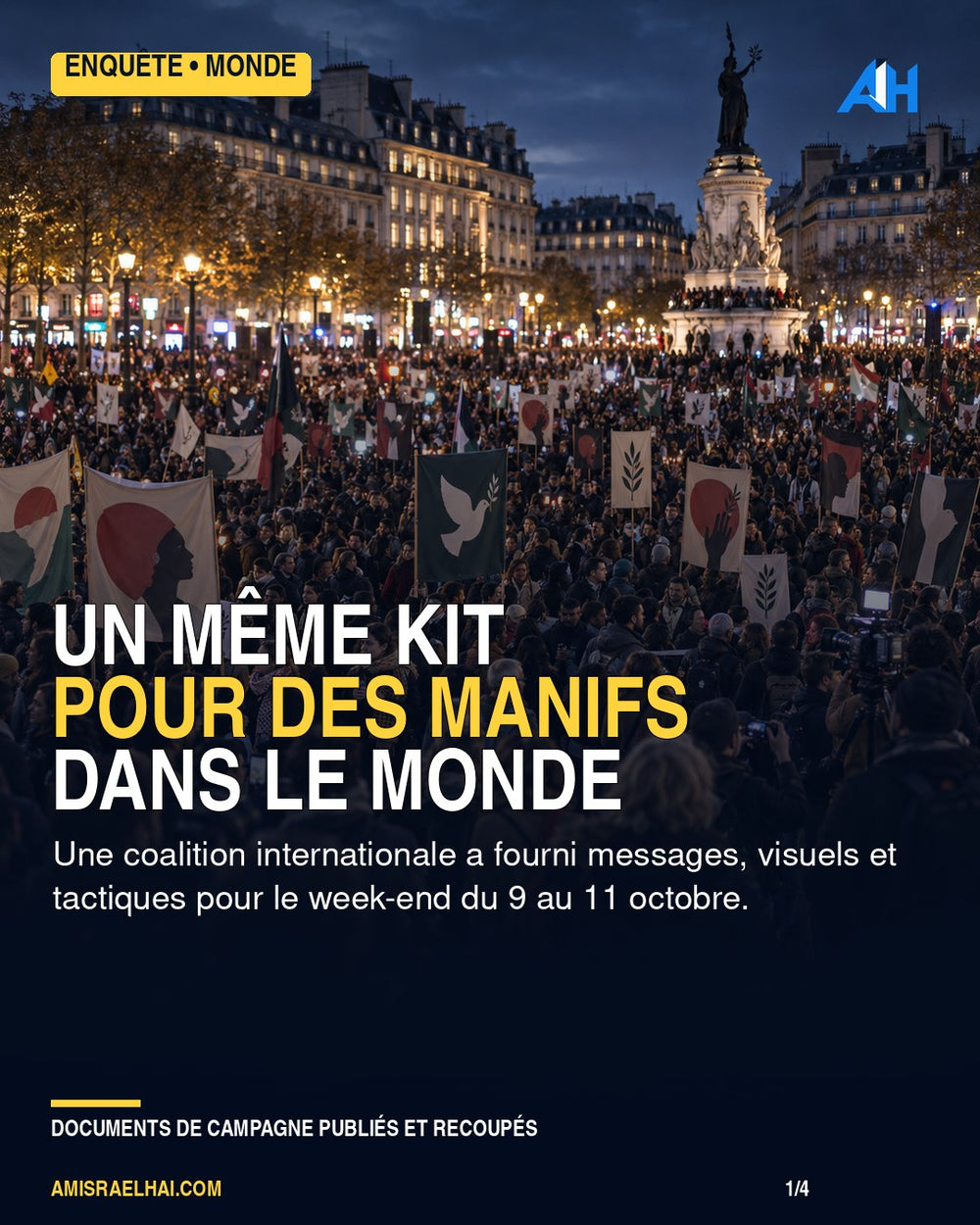 Manifestations anti-Israël : les documents d’une coordination mondiale — visuel éditorial illustratif
