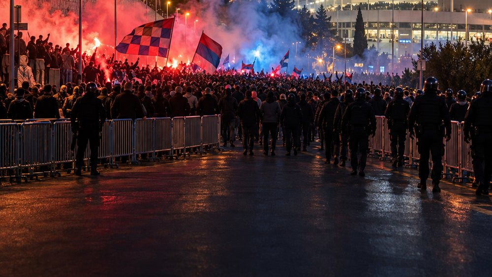 Croatie : enquête après des chants antisémites avant Hajduk Split–Ajax — visuel éditorial illustratif