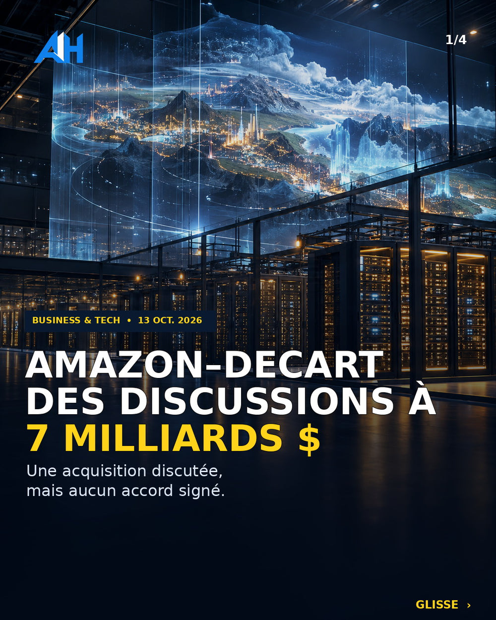 Amazon et Decart : discussions rapportées autour de 7 milliards de dollars — visuel éditorial illustratif