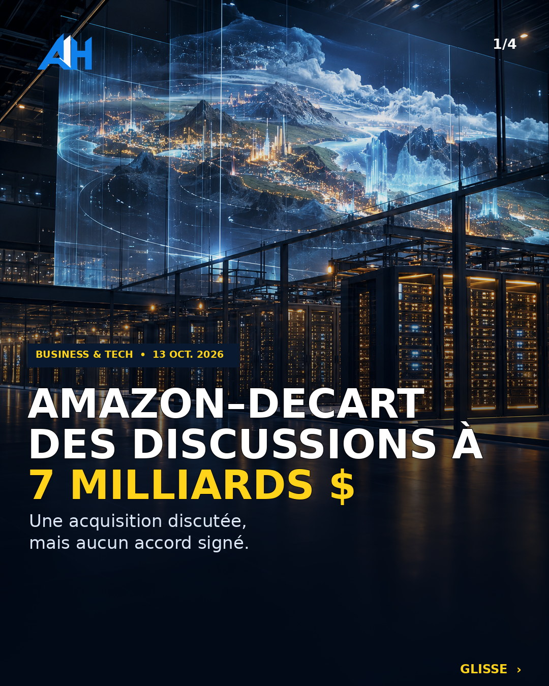 Amazon et Decart : discussions rapportées autour de 7 milliards de dollars — visuel éditorial illustratif