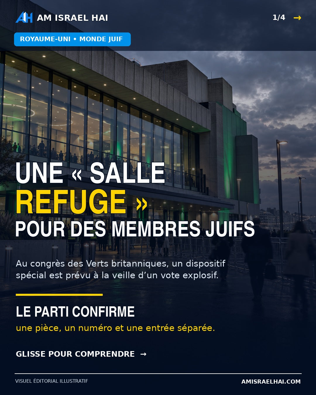 Illustration éditoriale : dispositif de protection pour des membres juifs au congrès des Verts britanniques