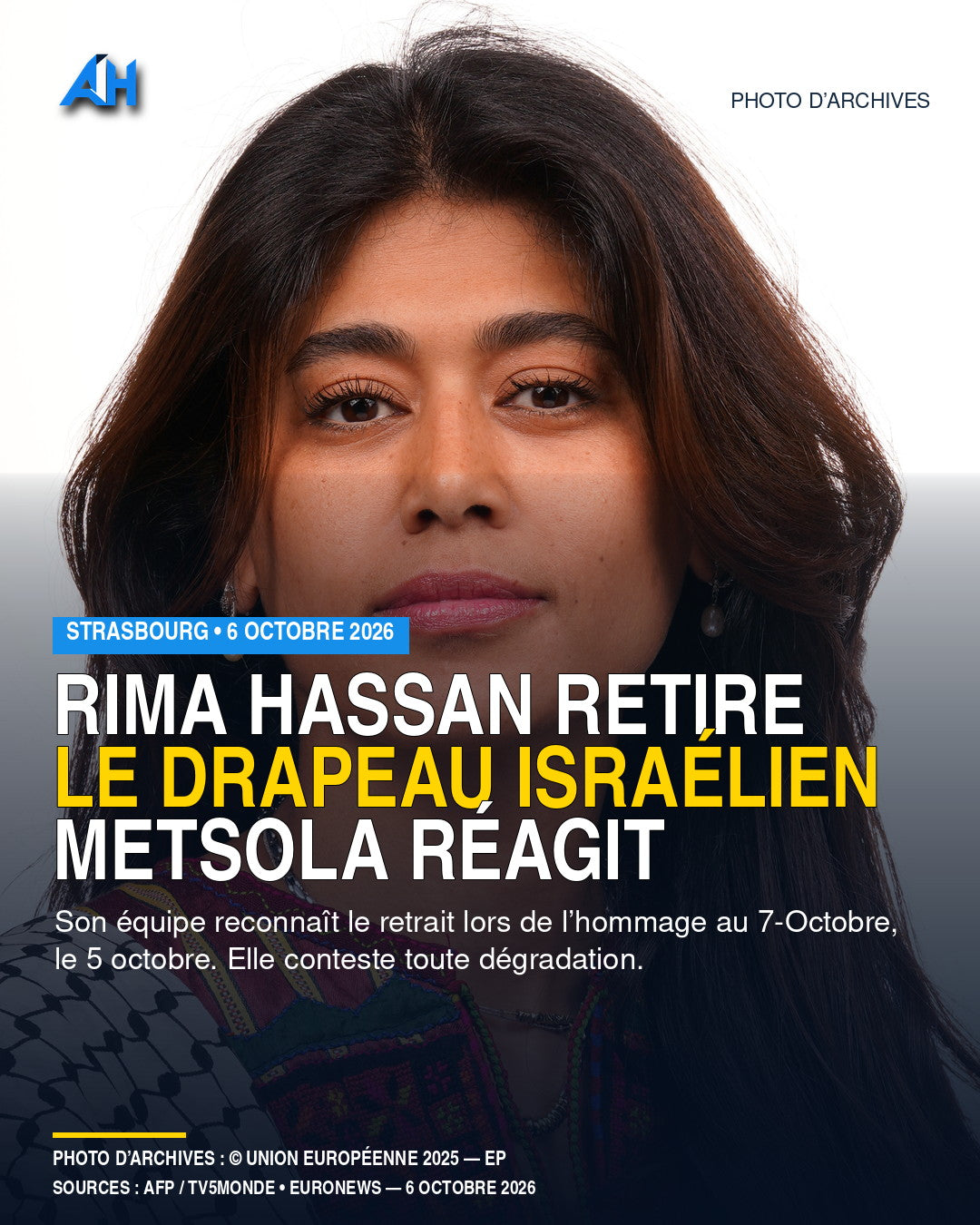 Rima Hassan retire un drapeau israélien : Metsola annonce une réponse du Parlement européen