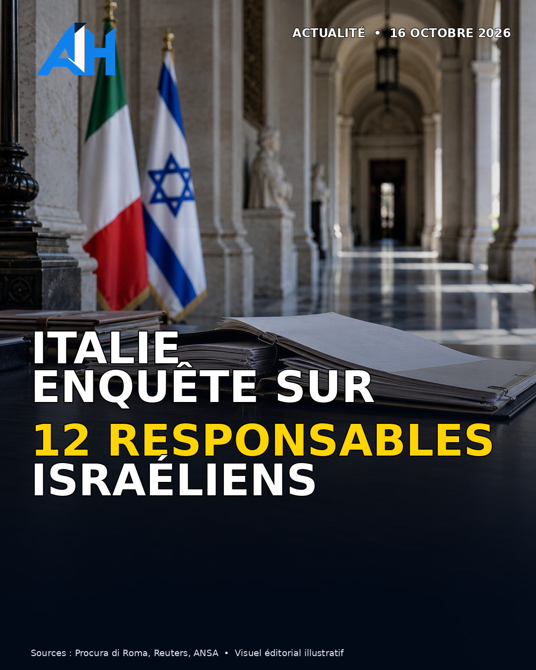 Italie : le parquet de Rome enquête sur douze responsables israéliens