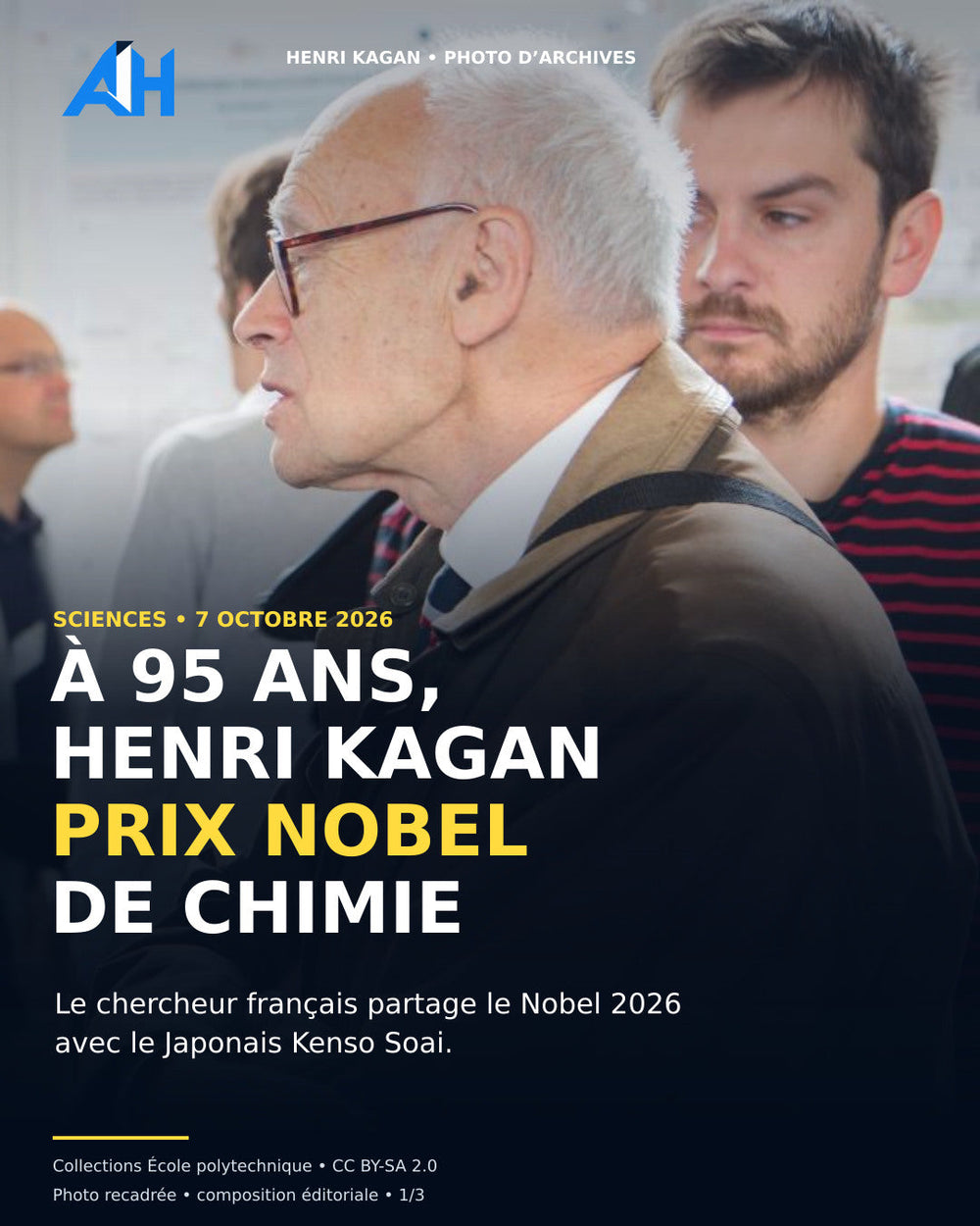 Henri Kagan, prix Nobel de chimie 2026 à 95 ans — portrait d’archives, Collections École polytechnique, CC BY-SA 2.0