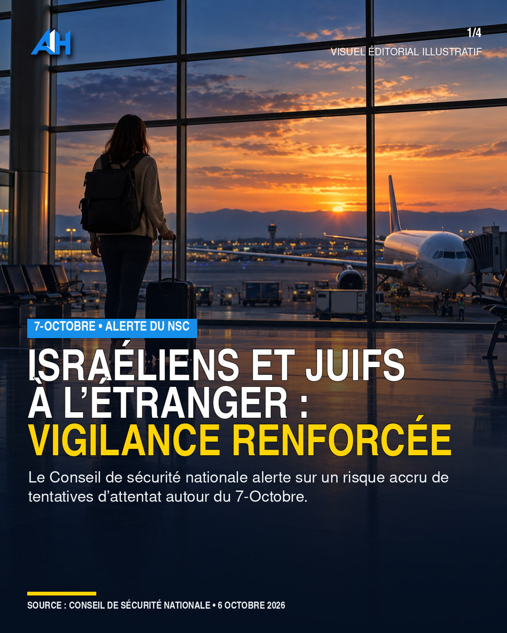 Alerte du NSC aux Israéliens et Juifs à l’étranger — Visuel éditorial illustratif