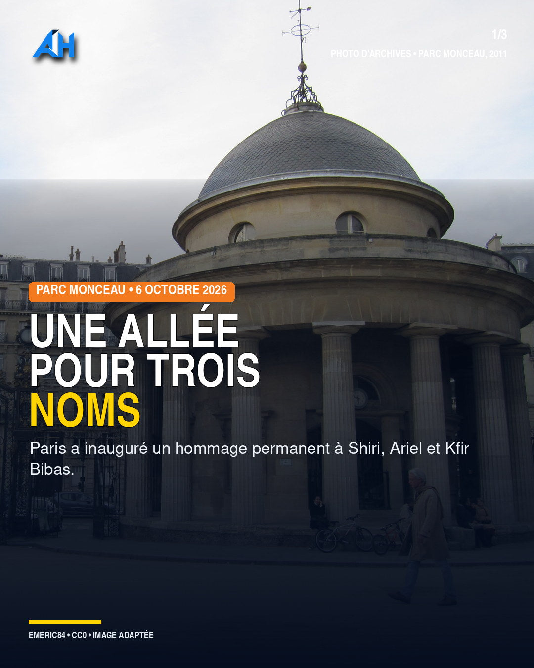 À Paris, une allée du parc Monceau porte les noms de Shiri, Ariel et Kfir Bibas