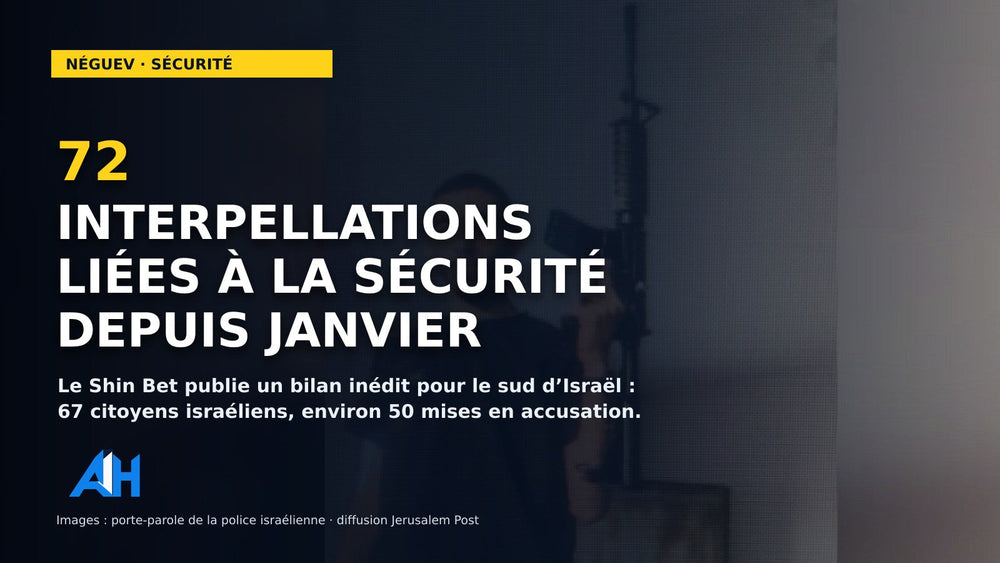 Néguev : bilan du Shin Bet sur 72 interpellations liées à la sécurité en 2026