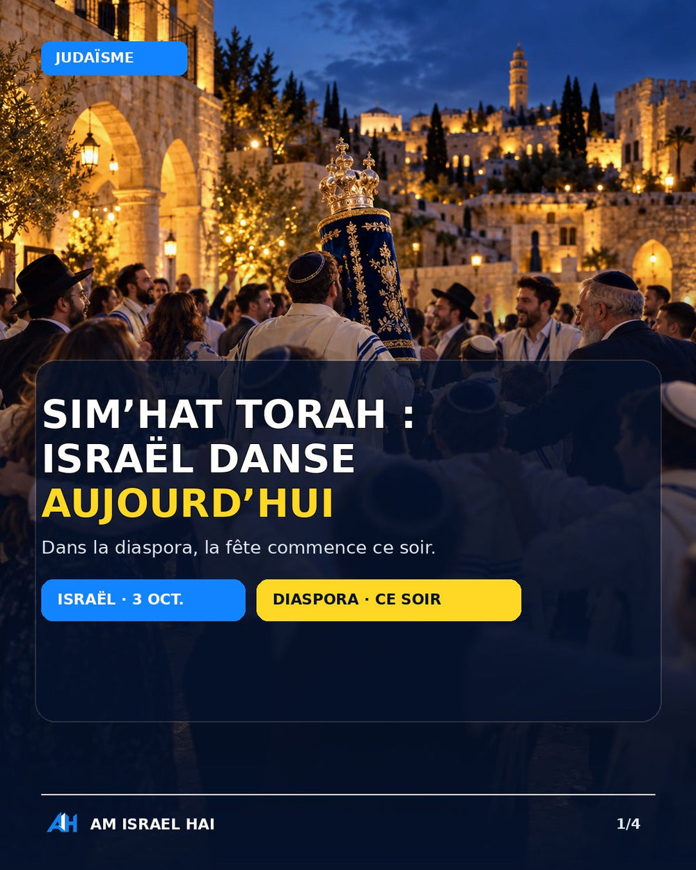 Sim’hat Torah 2026 à Jérusalem — visuel éditorial illustratif Am Israel Hai