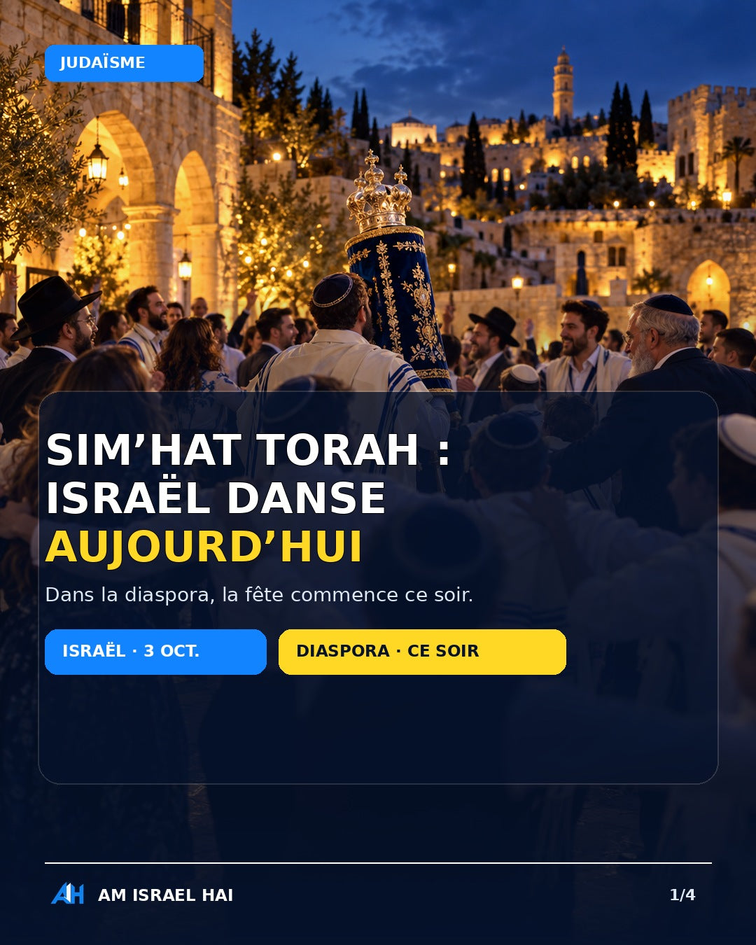 Sim’hat Torah 2026 à Jérusalem — visuel éditorial illustratif Am Israel Hai