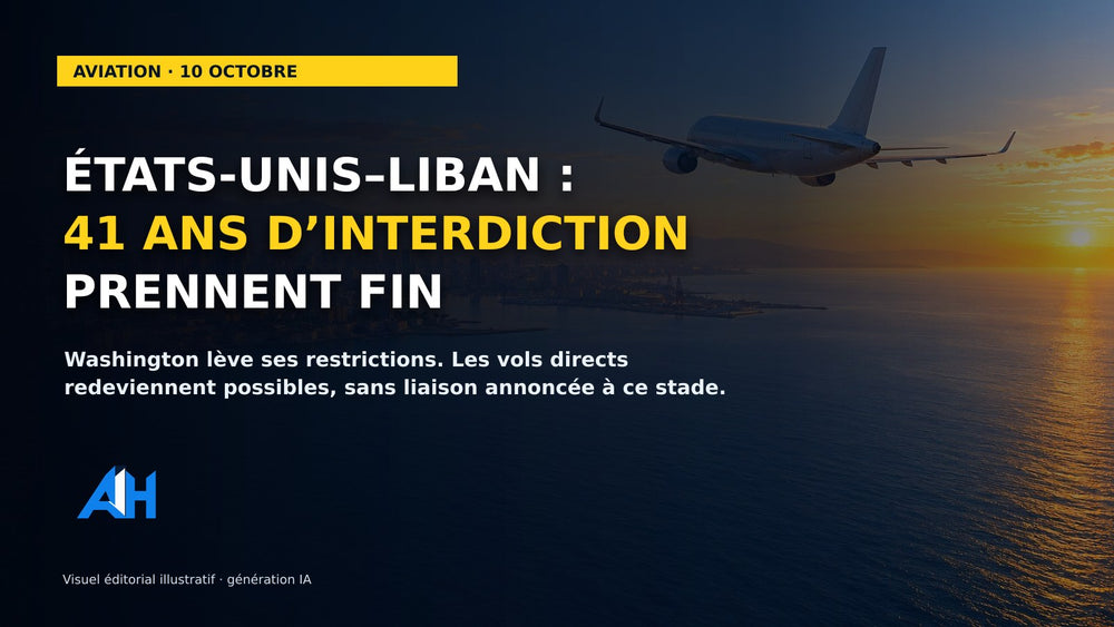États-Unis–Liban : levée des restrictions aériennes — Visuel éditorial illustratif