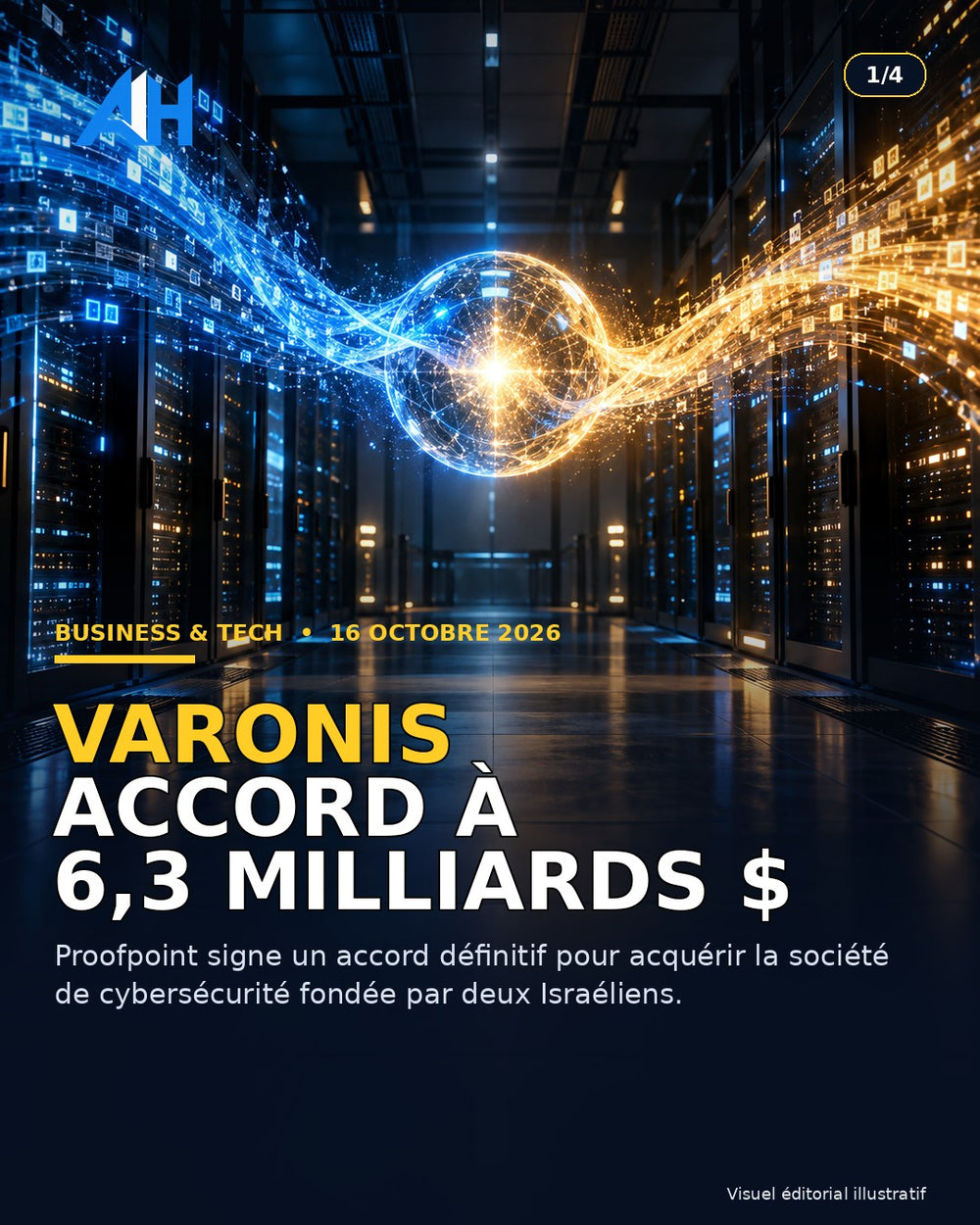 Varonis et Proofpoint : accord de 6,3 milliards de dollars — visuel éditorial illustratif
