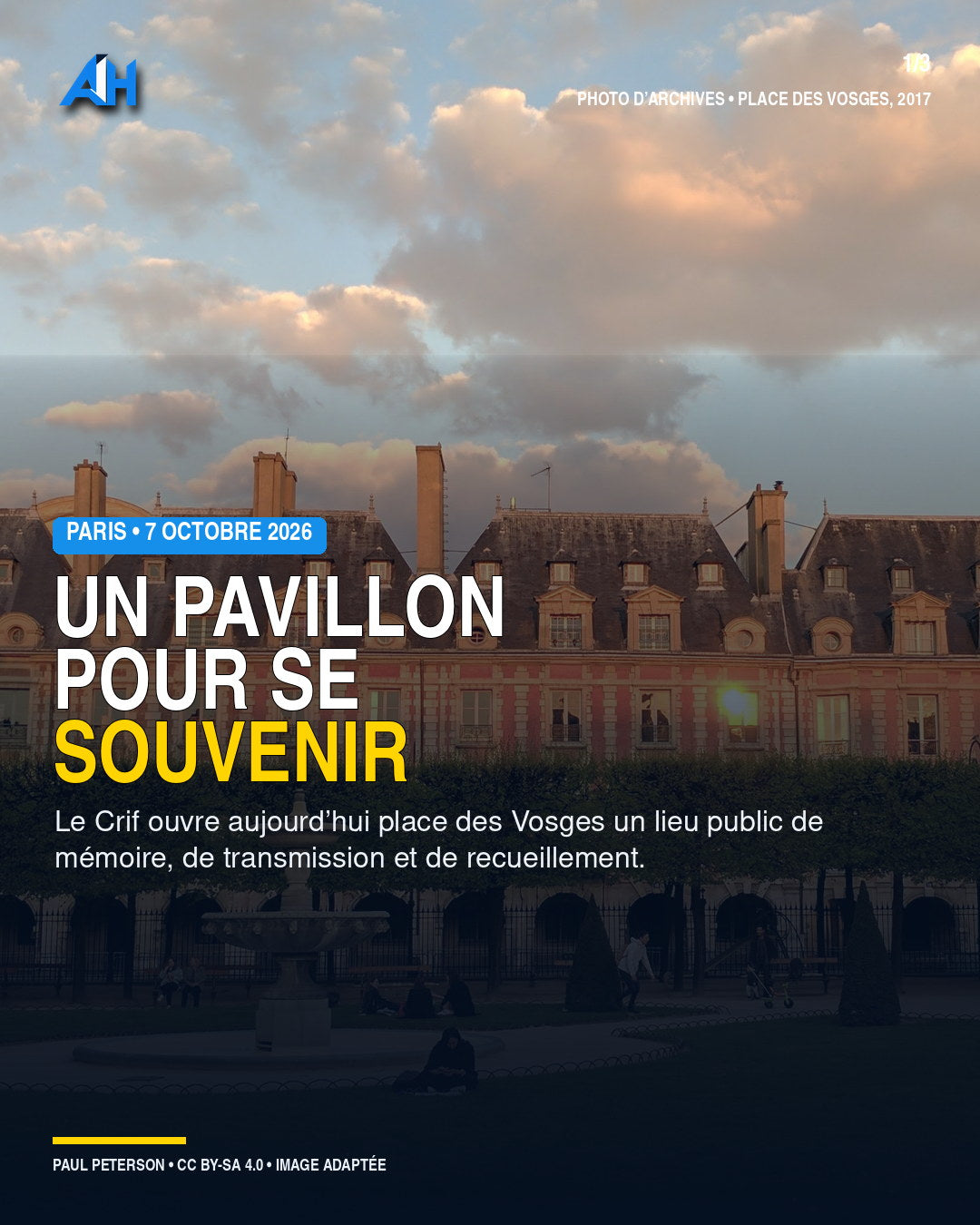 Pavillon mémoriel du 7-Octobre place des Vosges à Paris
